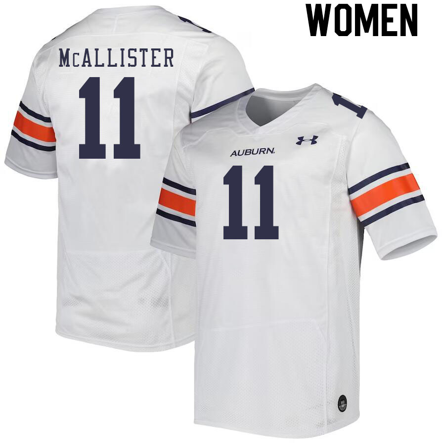 Women #11 Elijah McAllister Auburn Tigers College Football Jerseys Stitched-White - Click Image to Close